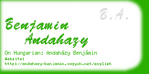 benjamin andahazy business card