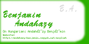 benjamin andahazy business card